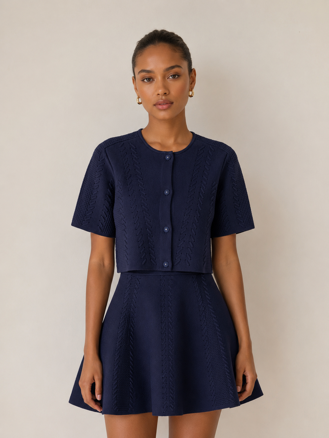 Midnight blue dress & blouse set