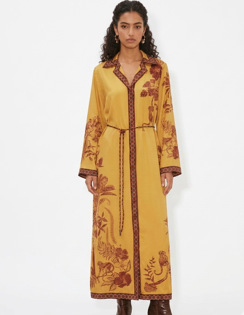 Banana Blossom Silk Shirtdress